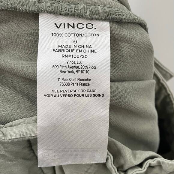 Vince Cotton Low Rise Wide Leg Pant Green 6 - Picture 5 of 8
